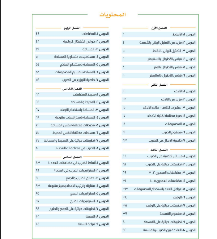 منهج الصف الثالث الابتدائي 2026